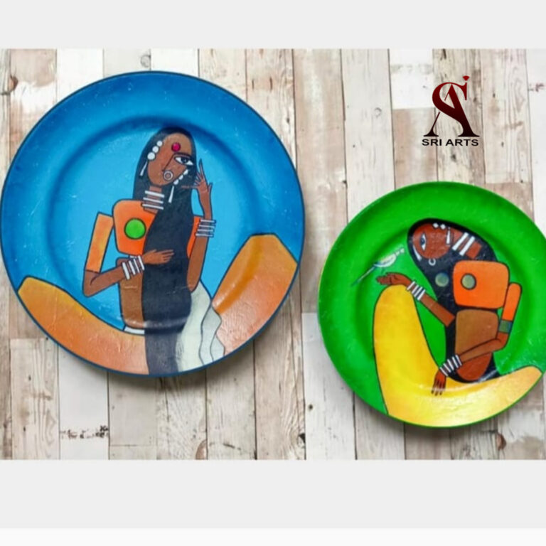 Handmade painting on ceramic plates